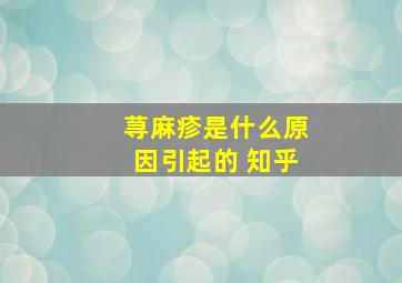 荨麻疹是什么原因引起的 知乎